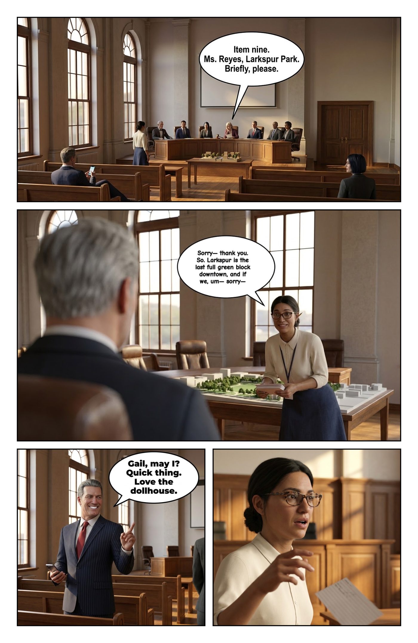 SKYLINE Chapter 1 — The Woman Nobody Hears, page 2 — AI giantess comic