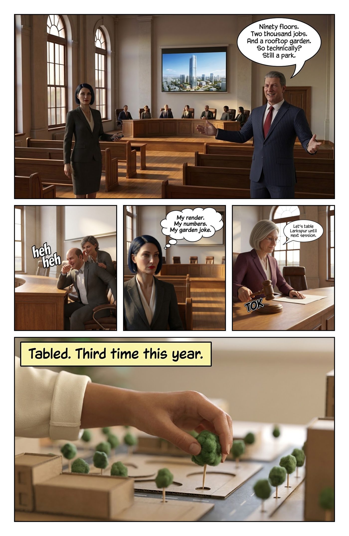 SKYLINE Chapter 1 — The Woman Nobody Hears, page 3 — AI giantess comic