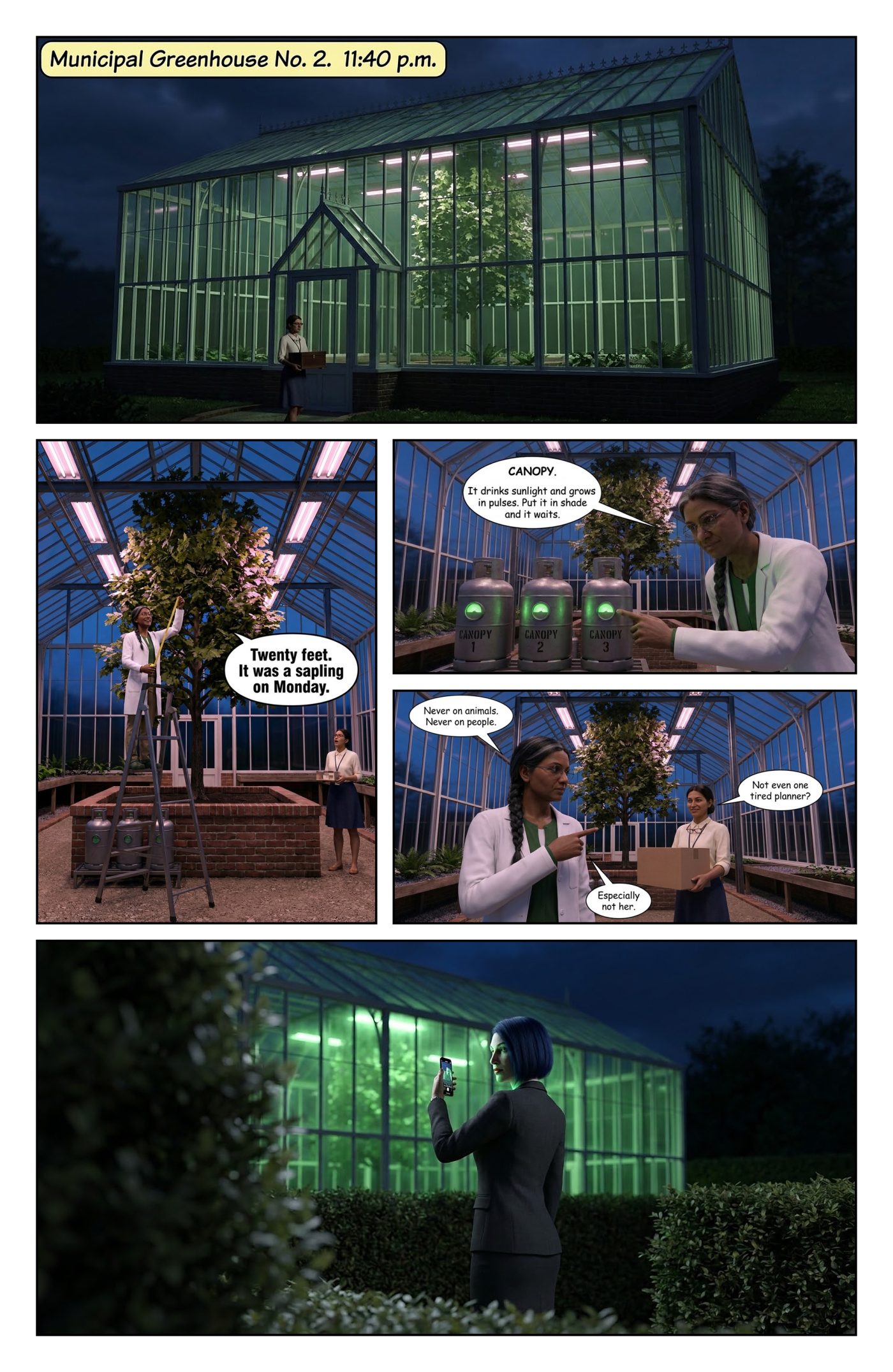 SKYLINE Chapter 1 — The Woman Nobody Hears, page 5 — AI giantess comic