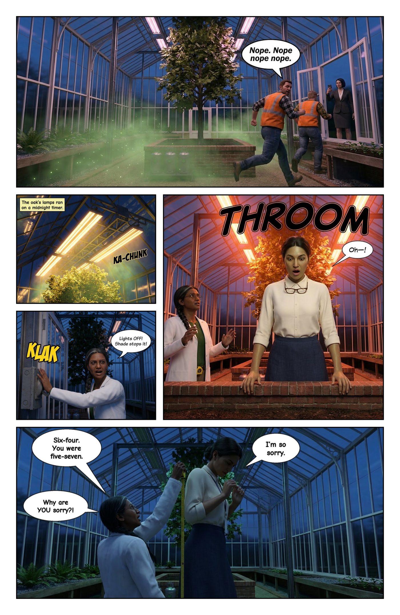 SKYLINE Chapter 1 — The Woman Nobody Hears, page 7 — AI giantess comic