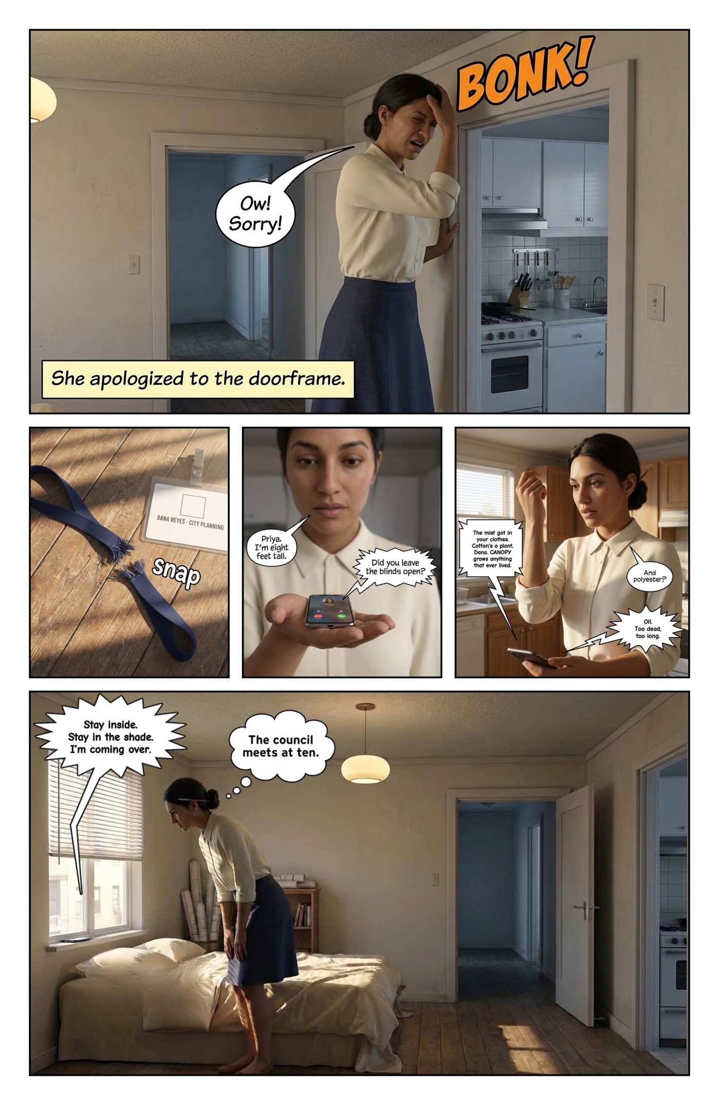 SKYLINE Chapter 1 — The Woman Nobody Hears, page 9 — AI giantess comic