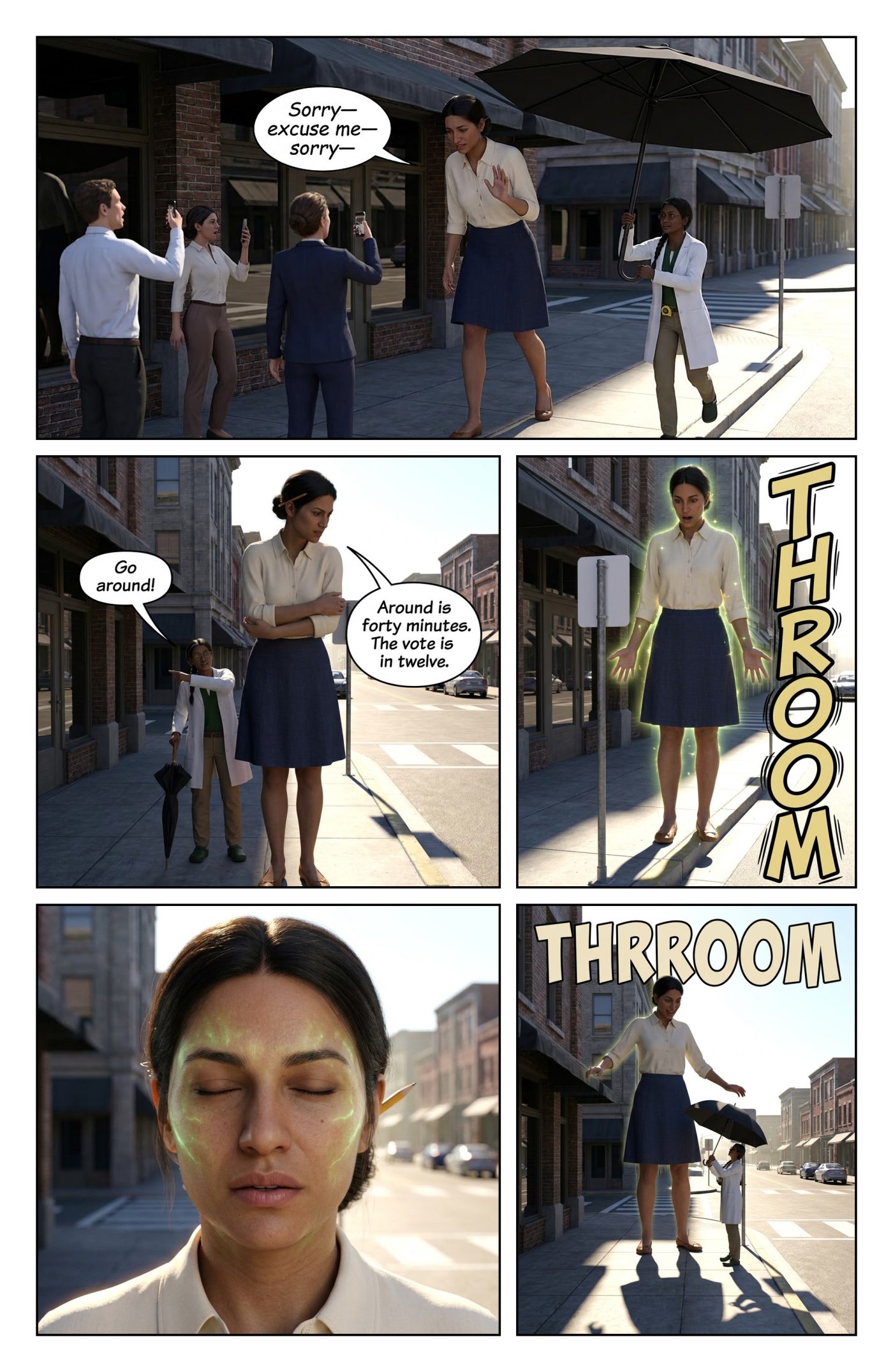 SKYLINE Chapter 1 — The Woman Nobody Hears, page 11 — AI giantess comic
