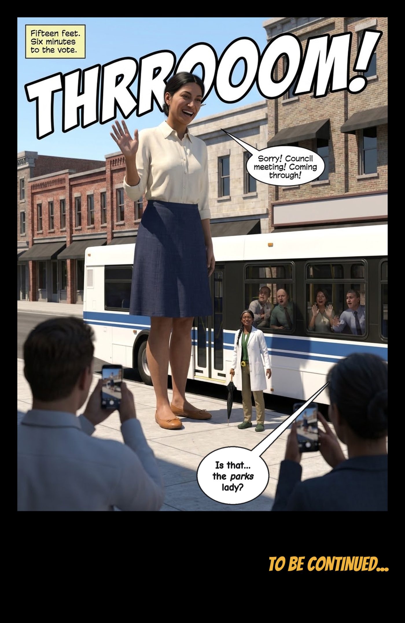 SKYLINE Chapter 1 — The Woman Nobody Hears, page 12 — AI giantess comic